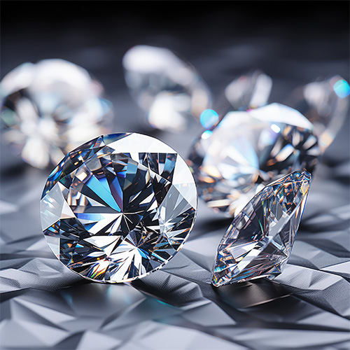 Multiple synthetic diamonds on an uneven surface