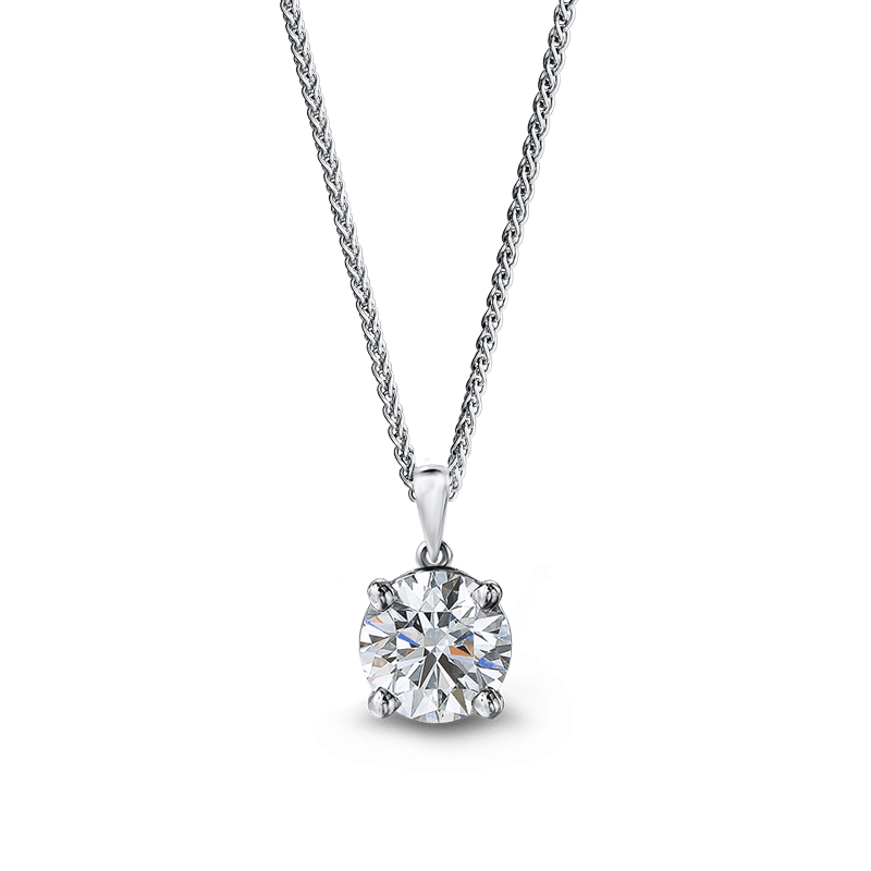 Round brilliant cut diamond solitaire pendant